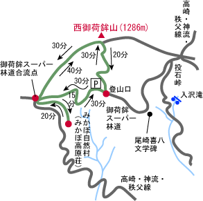 西御荷鉾山登山コースマップ